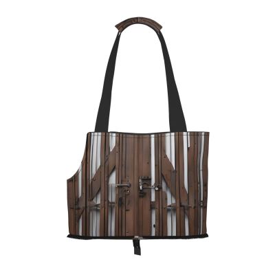 Rustic Pet Carrier with Wood Print