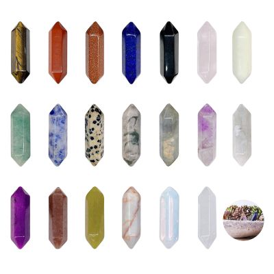 20-Piece Hexagonal Healing Crystal Set with Amethyst, Rose Quartz, Obsidian and Tiger's Eye