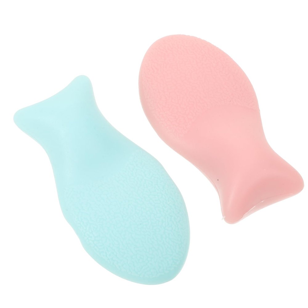 Beavorty 2-Piece Silicone Makeup Powder Puffs, Washable Fish-Shaped Face Applicators