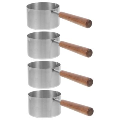 Sosoport 4-Piece Stainless Steel Pet Food Measuring Spoons with Wooden Handles