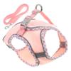 Adjustable Puppy Harness Set, 1 Set, Polyester, Pink, for Outdoor Use view 1