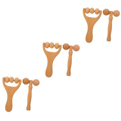 Healvian 6-Piece Wooden Massage Roller, Multifunctional Massage Tool for Feet, Neck and Back, Portable for Home and Travel