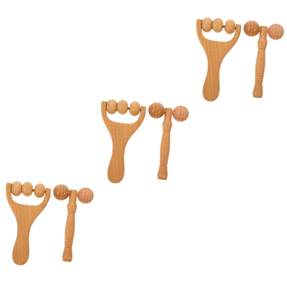 Healvian 6-Piece Wooden Massage Roller, Multifunctional Massage Tool for Feet, Neck and Back, Portable for Home and Travel