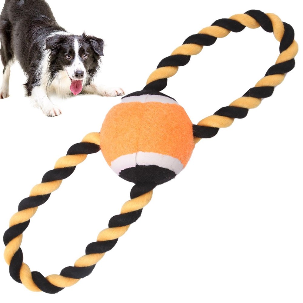 Eastuy Figure-8 Rope Dog Toy with Tennis Ball