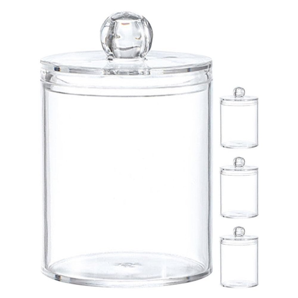 Luxshiny 4-Piece Transparent Round Cotton Swab Containers