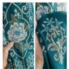 Daesar Blue-Green Blackout Curtains, 2-Piece Set, 132 x 274 cm, Floral Embroidery view 2