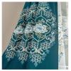 Daesar Blue-Green Blackout Curtains, 2-Piece Set, 132 x 274 cm, Floral Embroidery view 3