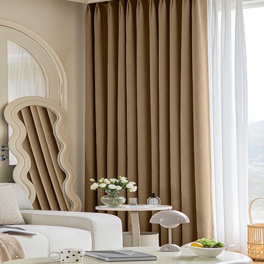Daesar Blackout Curtains, 2-Piece Set, Caramel, 132 x 229 cm