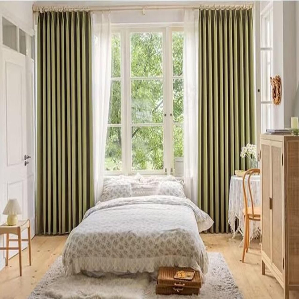 Daesar Blackout Curtains with Hooks, 2-Pack, 107 x 229 cm, Olive Green