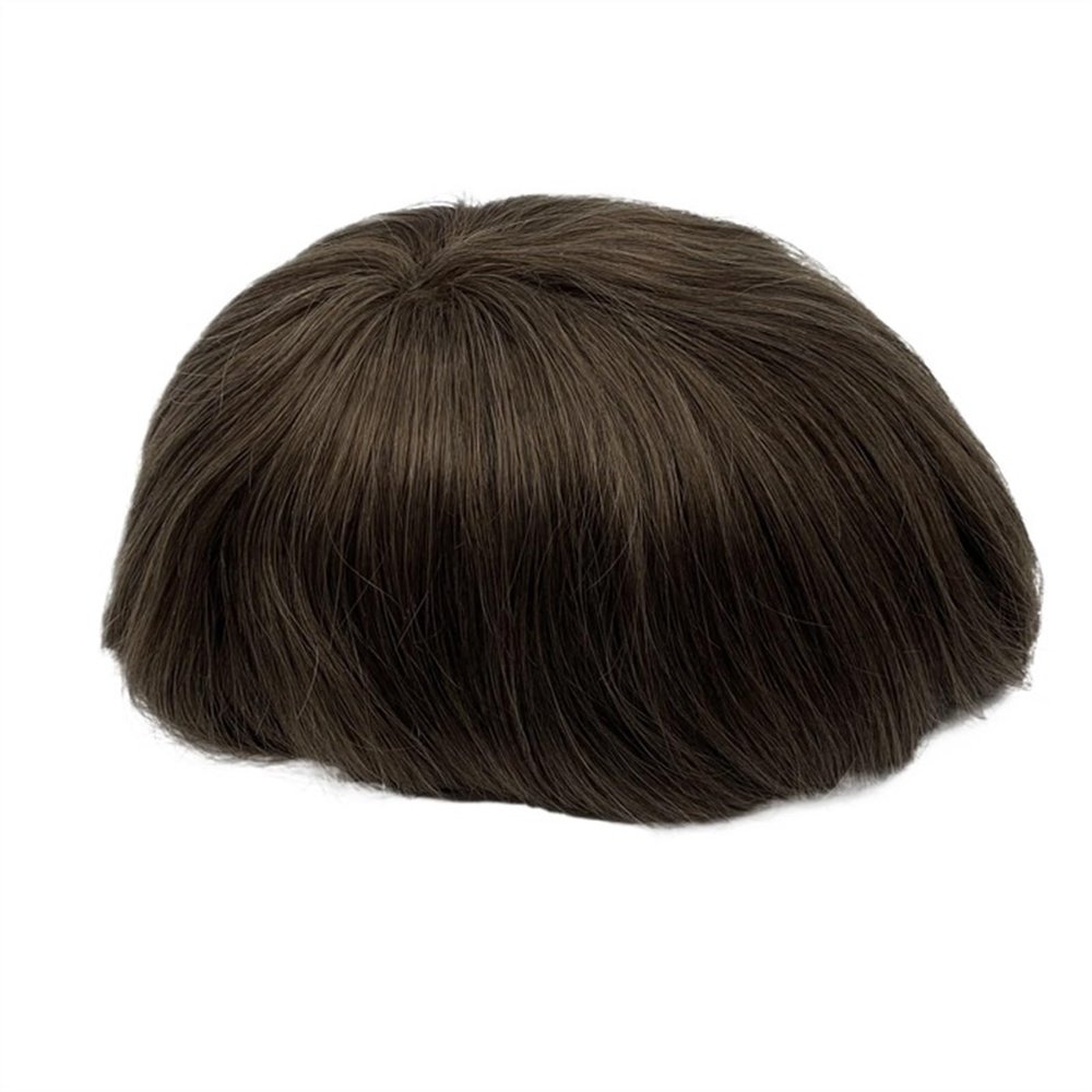 New Swiss Lace Human Hair Wig with PU for Men, Invisible Hairline Toupee, 130% (4#)