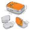 Portable Metal Pill Organizer with Ginkgo Design, 2 Compartments view 2