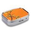 Portable Metal Pill Organizer with Ginkgo Design, 2 Compartments view 3