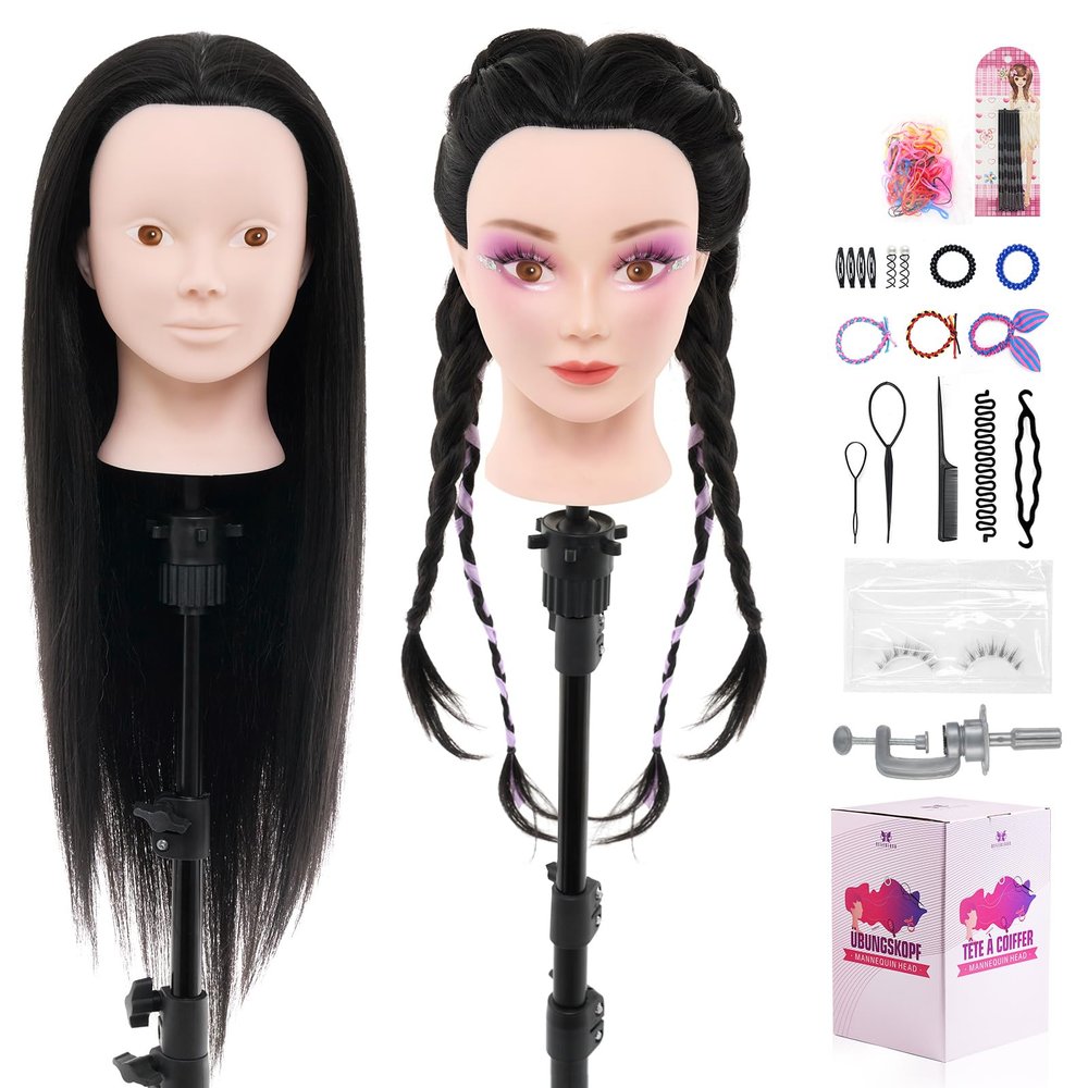 24-Inch Mannequin Styling Head with 50% Human Hair