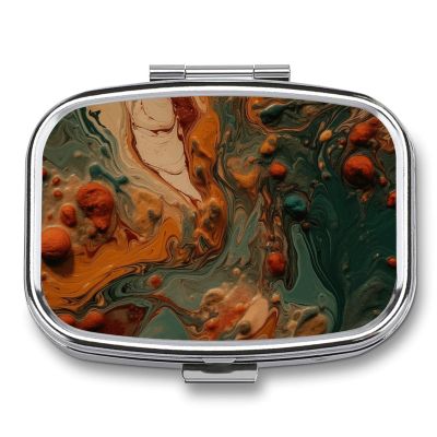 Pill Box for Women, Weekly Pill Organizer, Orange and Green, Small 3-Compartment Travel Vitamin Holder
