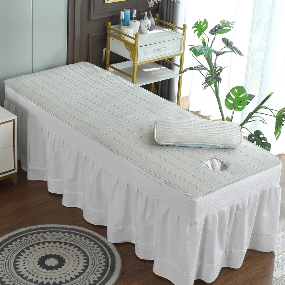 Cooling Massage Table Mattress Pad with Face Hole, Gray, 190 x 70 cm