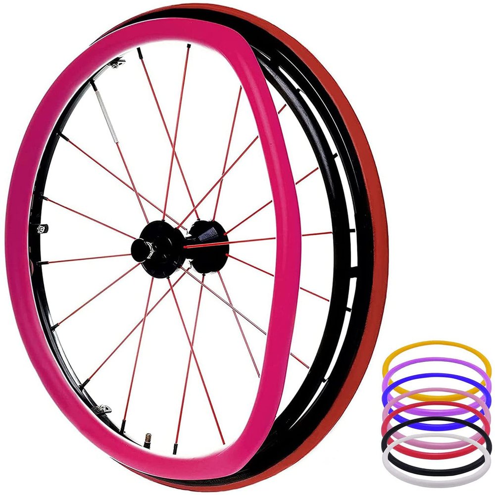Wheelchair Push Rim Covers, Non-Slip Silicone Handrim Covers for 24-Inch Rear Wheels