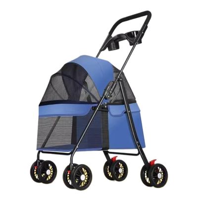 4-Wheel Foldable Pet Stroller with Removable Carrier