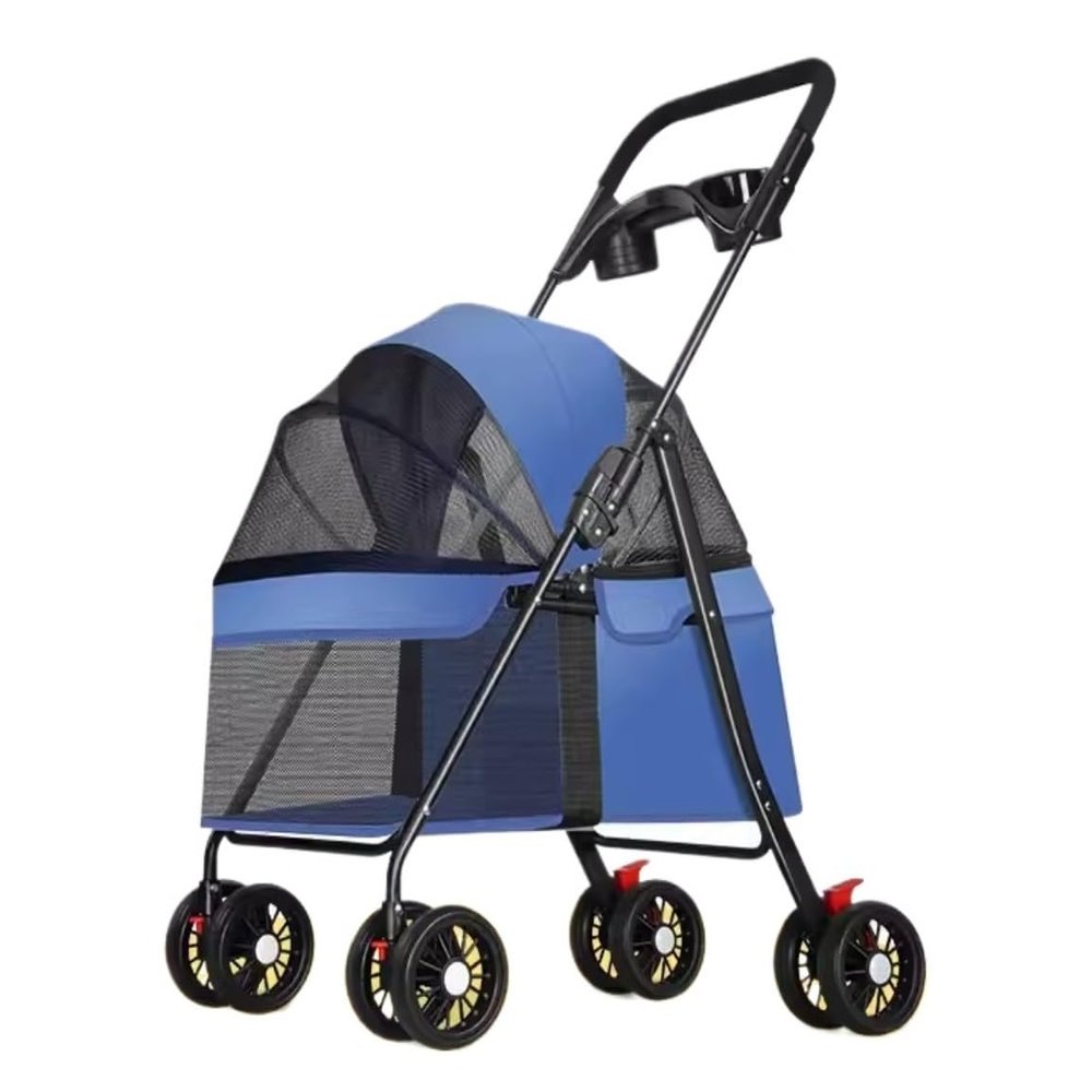 4-Wheel Foldable Pet Stroller with Removable Carrier