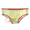 ASNAT Men's Latex Pants with Sheath, Natural Transparent with Red Trim view 3