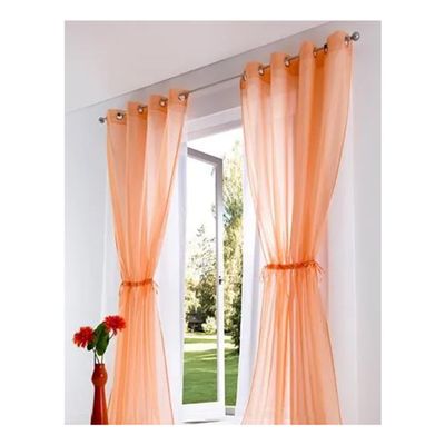 2 Sheer Voile Curtains, Transparent Polyester, Solid Color, 140 × 120 cm