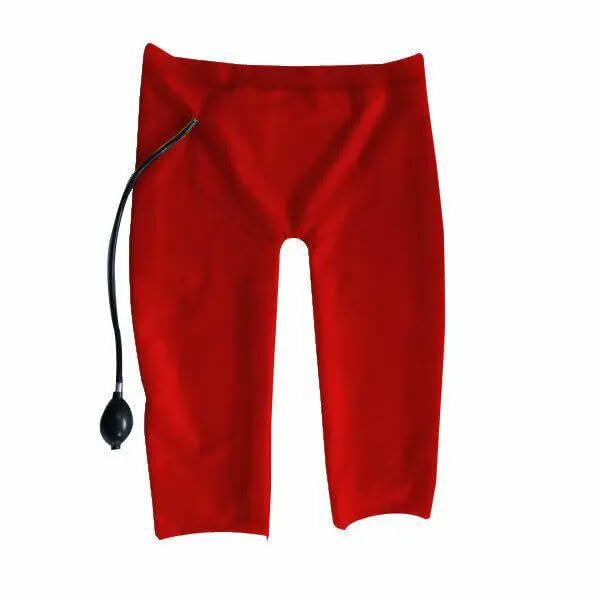 GAYLOP 100% Latex Rubber Low-Waist Brief Long Boxer Shorts, 0.4 mm, Red, XS