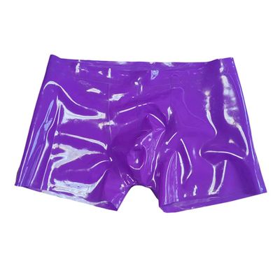 GAYLOP Sexy Purple Natural Latex Men's Boxer Shorts, Rubber Underwear, Custom-Made Handmade Underpants - Clear - XL