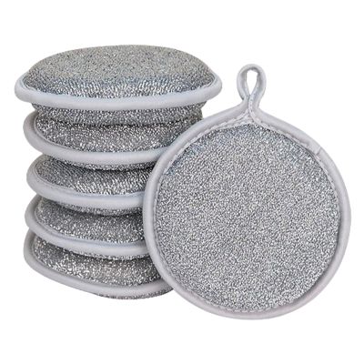 Dish Sponges, Reusable Hanging Steel-Wire Sponges, 6-Pack