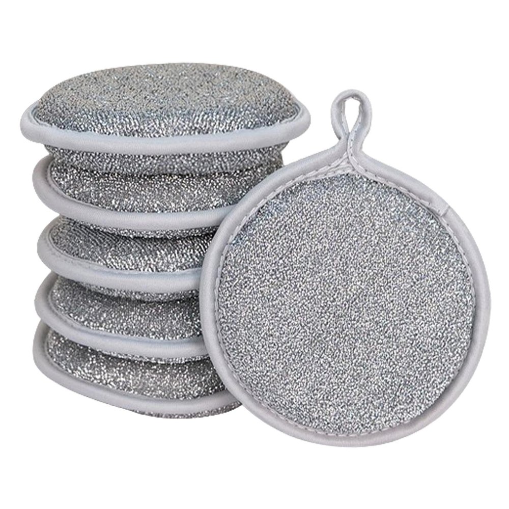 Dish Sponges, Reusable Hanging Steel-Wire Sponges, 6-Pack