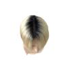 Men's 100% Human Hair Toupee, Ombre Micro-Skin Hairpiece, Dark Root White, Straight view 1
