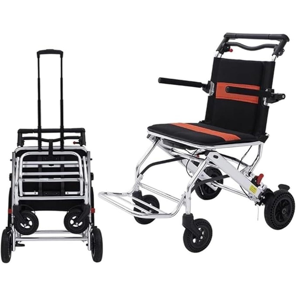 QJWM Portable Folding Travel Wheelchair with Handbrake