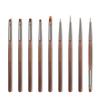 Nail Art Brush Set, 9-Piece Nail Design Painting Brushes, Professional Fine Liner Brushes, Brown view 1