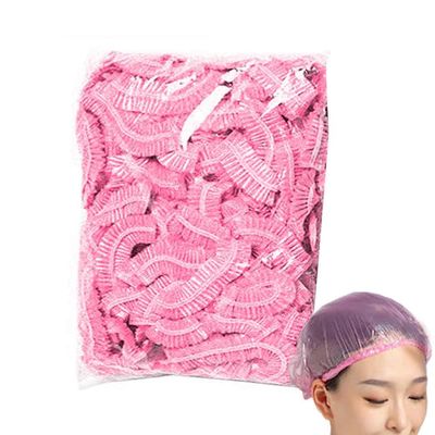 100 Portable Disposable Shower Caps, Waterproof Elastic Plastic, for Hair Treatments, Salons, Spas, Hotels & Travel (#1)