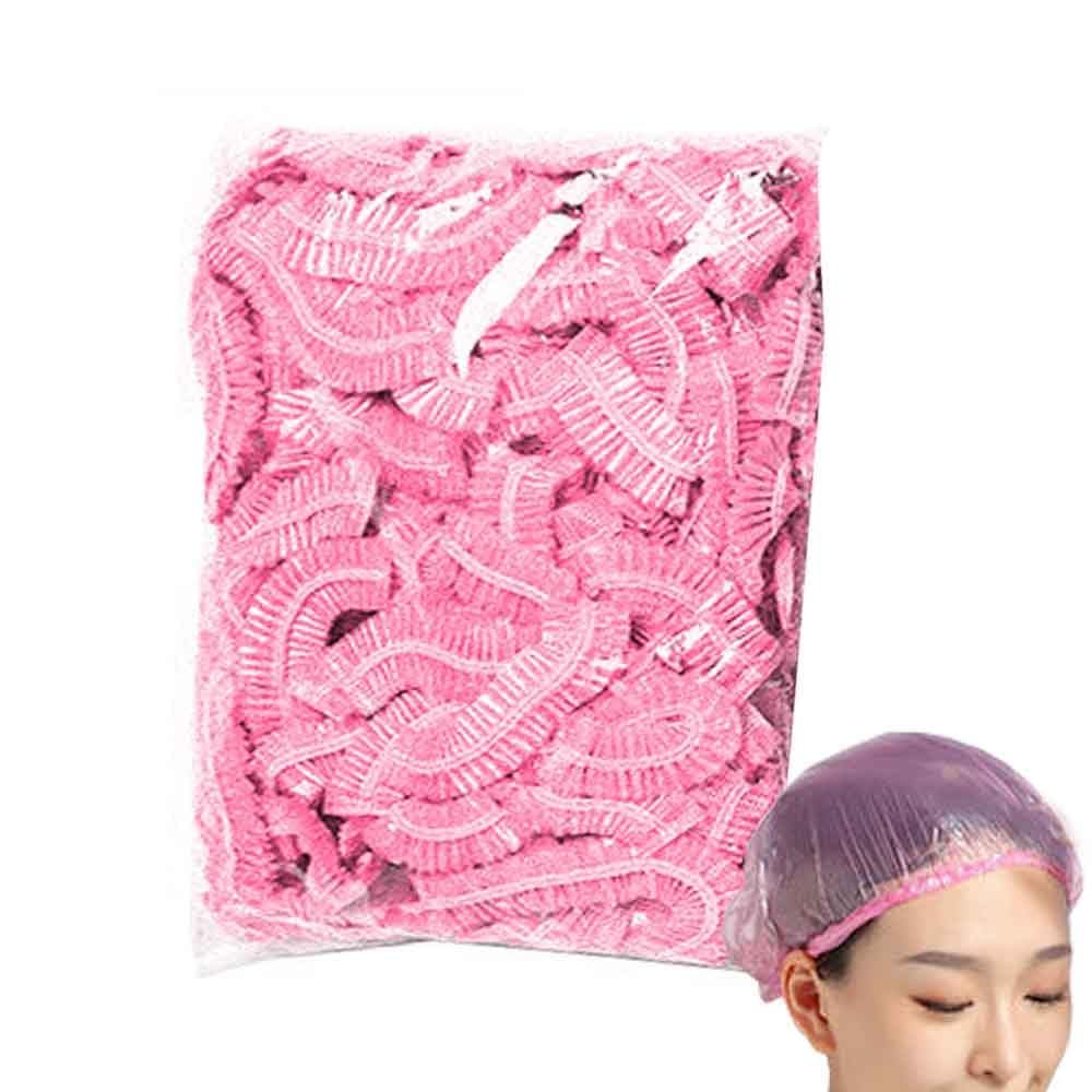 100 Portable Disposable Shower Caps, Waterproof Elastic Plastic, for Hair Treatments, Salons, Spas, Hotels & Travel (#1)