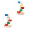 BESPORTBLE 2-Piece Wooden Climbing Ladder for Hamsters and Small Pets view 1