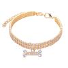 Dog Collar with Bone Pendant and Rhinestones view 1