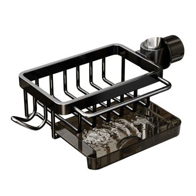 Practical Sponge Storage Rack, Black, with Removable Drain