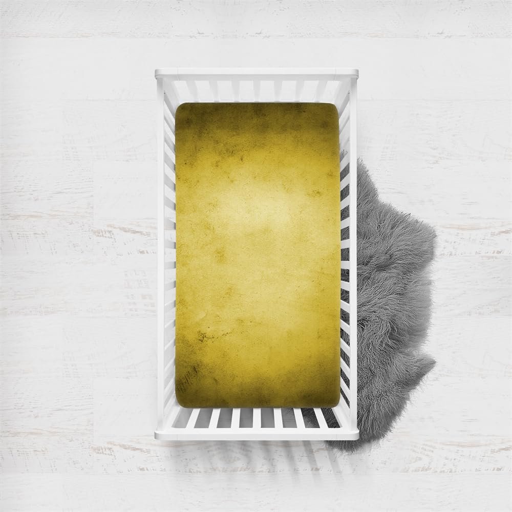 Morbuy Retro Solid-Color Fitted Sheet for Baby Cribs, Yellow Green, 160 x 80 cm