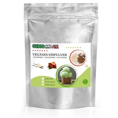 Gino Gelati Vanilla Vegan Ice Cream Powder, Sugar-Free, Lactose-Free, Quick and Easy Preparation, Made in Germany, Homemade Ice Cream, No Sugar (10 kg, Vanilla Strawberry)