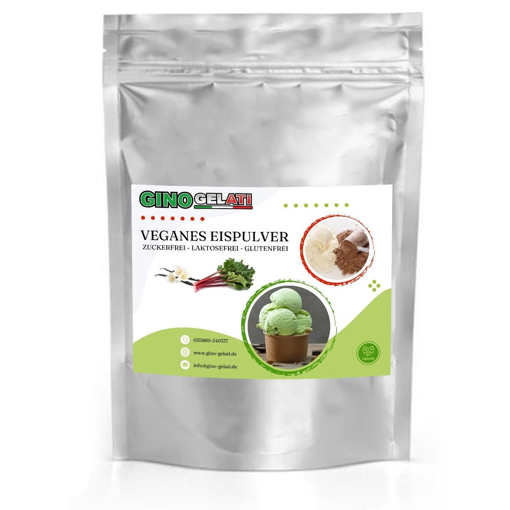 Gino Gelati Vanilla Vegan Ice Cream Powder, Sugar-Free, Lactose-Free, Quick & Easy Preparation, Made in Germany (333 g, Vanilla Rhubarb)