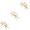 FRCOLOR 3-Piece Bridal Hair Accessory Set with Handmade White Pearl Flowers, Gold Wedding Comb view 1