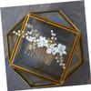 FRCOLOR 3-Piece Bridal Hair Accessory Set with Handmade White Pearl Flowers, Gold Wedding Comb view 2