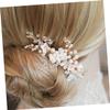 FRCOLOR 3-Piece Bridal Hair Accessory Set with Handmade White Pearl Flowers, Gold Wedding Comb view 3