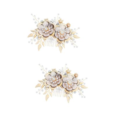 FRCOLOR 2-Piece Vintage Flower Hair Combs for Brides