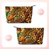 WapNo Spotted Women's Leopard-Print Cosmetic Bag, Portable Travel Makeup Organizer, Black, One Size view 2