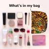 WapNo Spotted Women's Leopard-Print Cosmetic Bag, Portable Travel Makeup Organizer, Black, One Size view 3