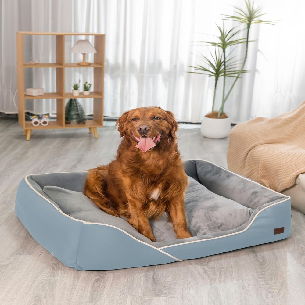 RAIKOU Plush Washable Padded Dog Bed, Blue, 120 x 90 x 10 cm