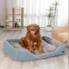 RAIKOU Plush Washable Padded Dog Bed, Blue, 120 x 90 x 10 cm view 1