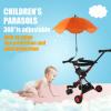 Stroller Umbrella with 360° UV Protection and Adjustable Clamp, Orange view 2