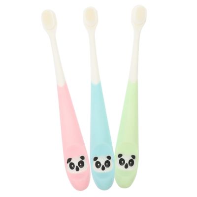 SKISUNO Periodontal Toothbrush for Toddlers, Manual Kids' Toothbrush with Soft Bristles, ABS Handle, 3-Pack, Cartoon Design, Random Color