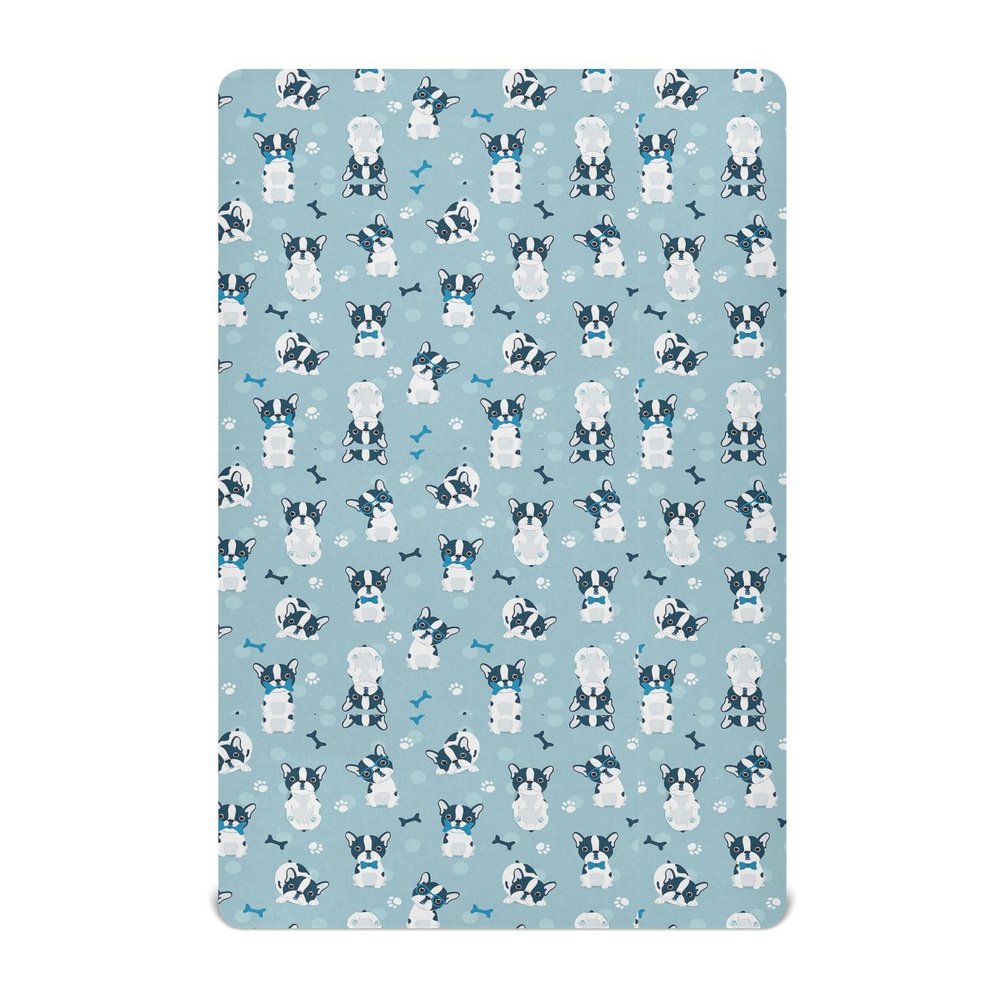 Unisex Fitted Sheet for Baby Cribs and Toddlers, Soft Sheet for Standard Crib and Toddler Mattresses, 39.0 x 27.0 in, Bulldog Pattern